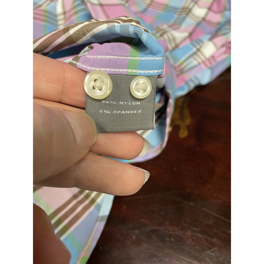 Peter Millar Summer Comfort Performance Mens Pink Blue Plaid Button Up Shirt M - Picture 5 of 14